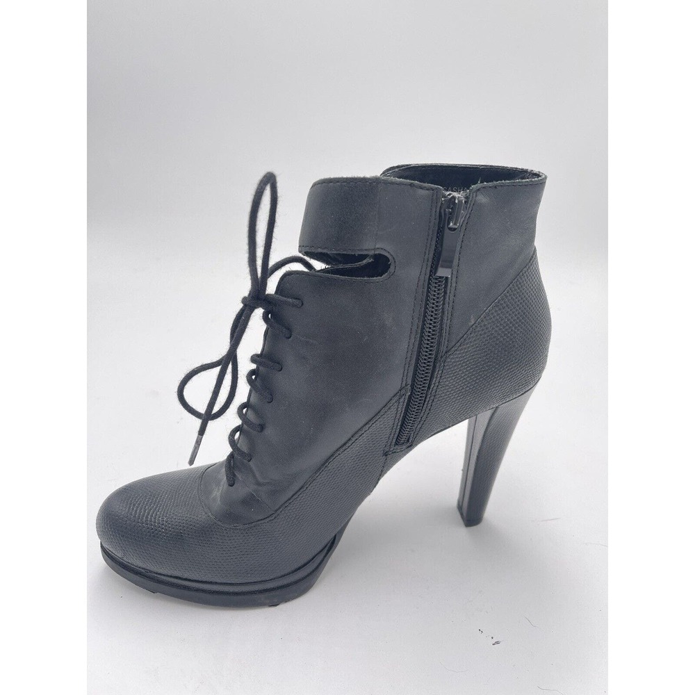 French Connection Gorgeous Sasha Ankle Bootie, Black, Size 39.5 Laces US 8